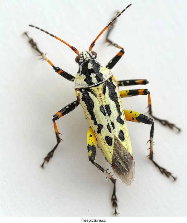 Yellow and Black Stink Bug on White Background