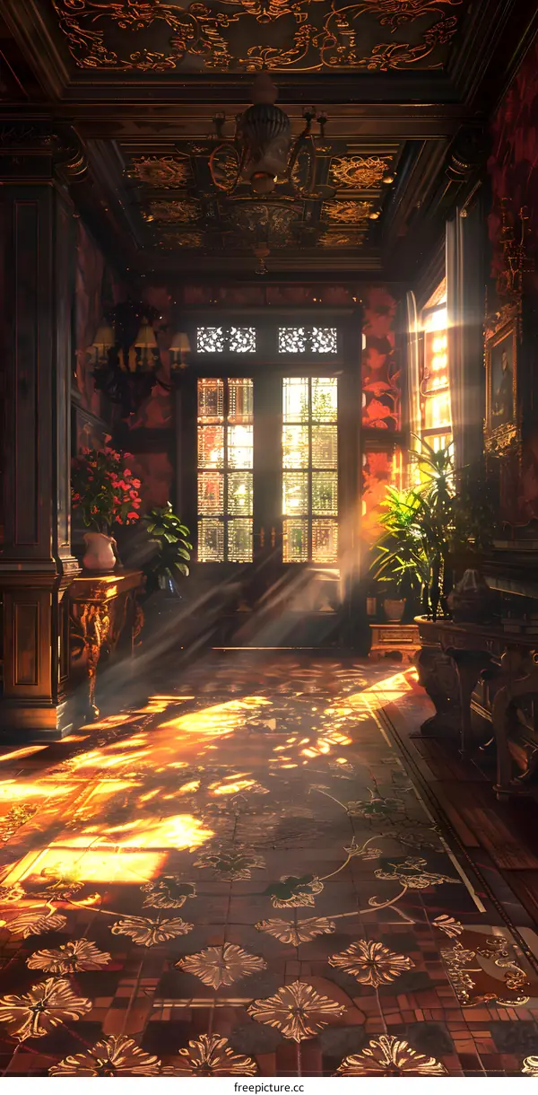 Sunlit Victorian Hallway