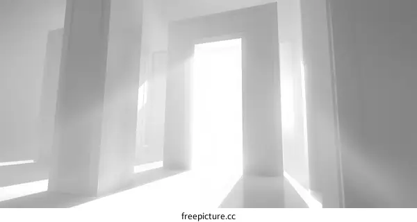 White Hallway With Light At The End
