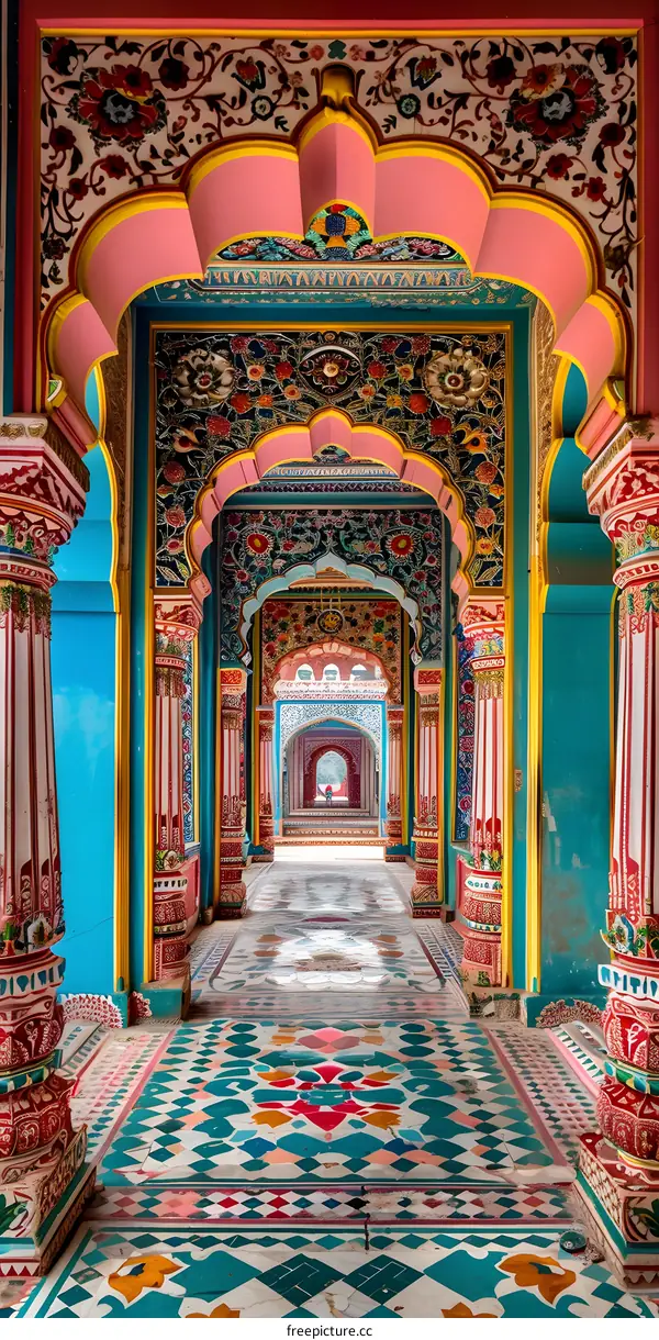 Colorful Indian Temple Interior