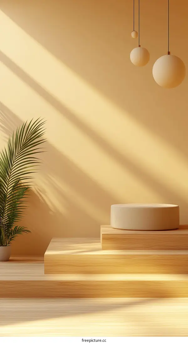 Wooden Podium Display with Natural Light