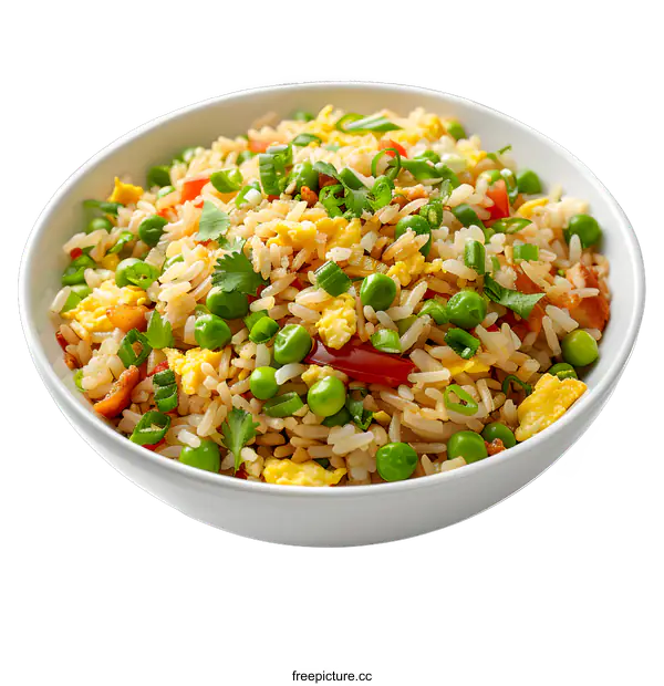 [Transparent Background PNG]Fried Rice with Vegetables in a Bowl