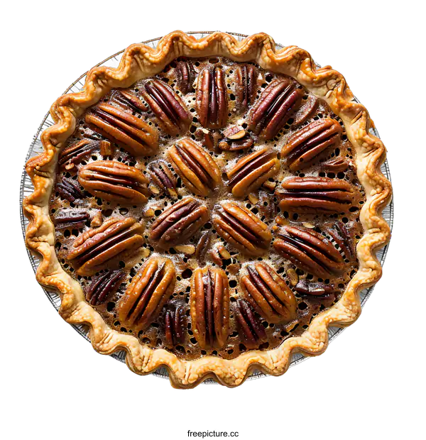 [Transparent Background PNG]A delicious pecan pie with a flaky crust.