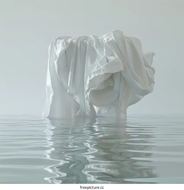White cloth floating on water