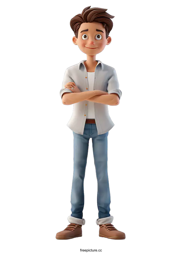 [Transparent Background PNG]3D rendering of a young male character