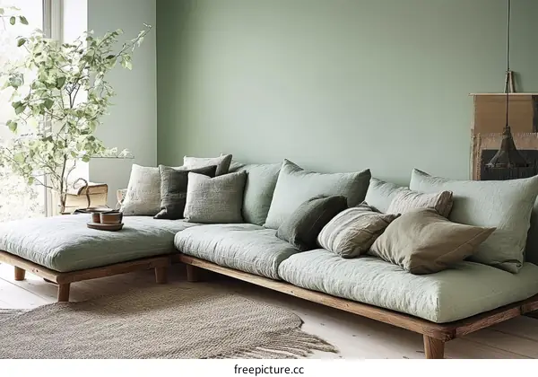 Modern Green Sectional Sofa Living Room Design