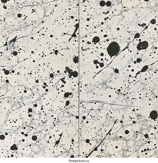 Abstract Black and White Spatter Paint Texture Background