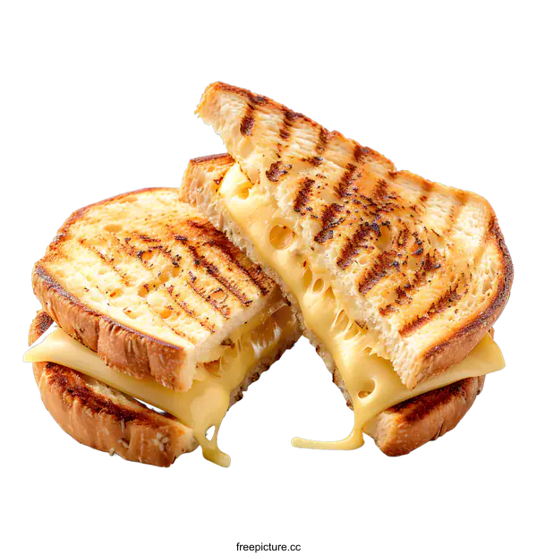 [Transparent Background PNG]A grilled cheese sandwich cut in half