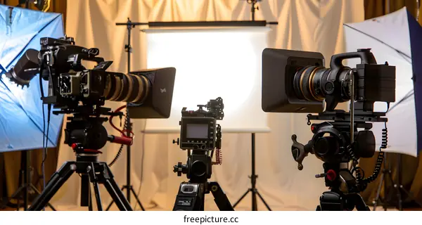 Three Professional Cameras Setup for Video Production