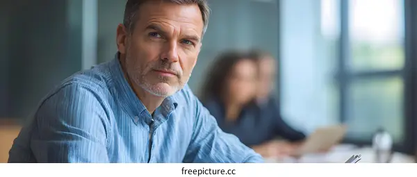 Serious Business Man Portrait Looking Directly at Camera