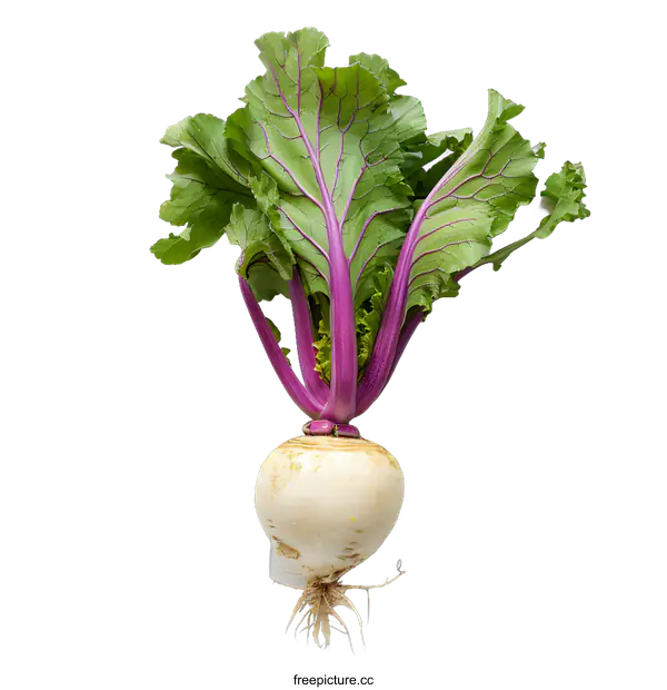 [Transparent Background PNG]Fresh Turnip with Green Leaves on White Background