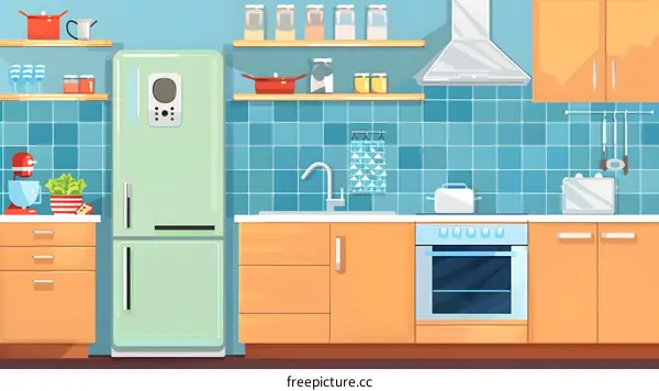 Modern Kitchen Interior Design With Appliances And Cabinets