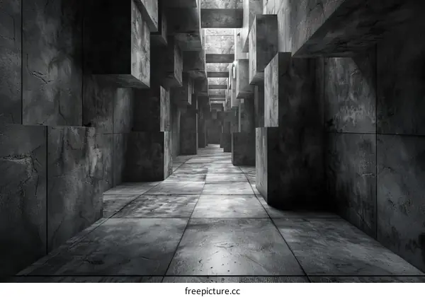 Dark Concrete Futuristic Sci-Fi Corridor