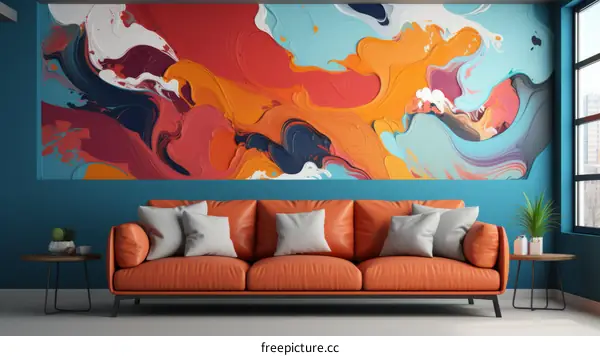 Modern abstract painting with bright colors