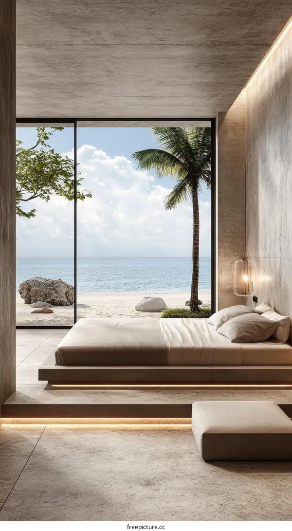Modern Coastal Bedroom Design with Ocean View