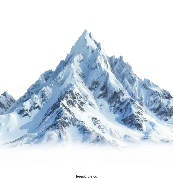 [Transparent Background PNG]Snowy Mountain Peak on White Background