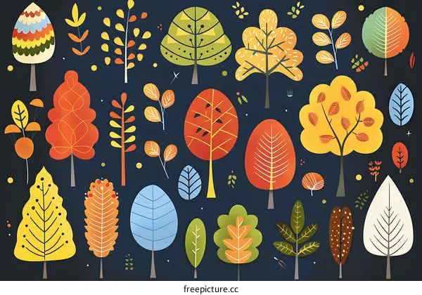 Autumn Trees Illustration Pattern Background