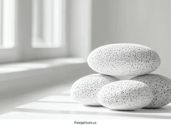 Stack of White Pebbles in a Minimalist Setting