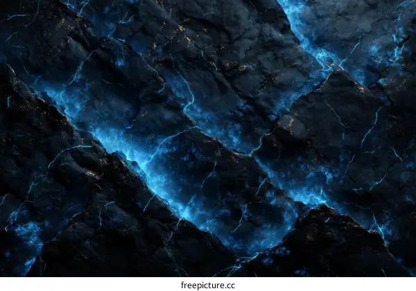 Abstract Dark Rock Texture with Blue Light