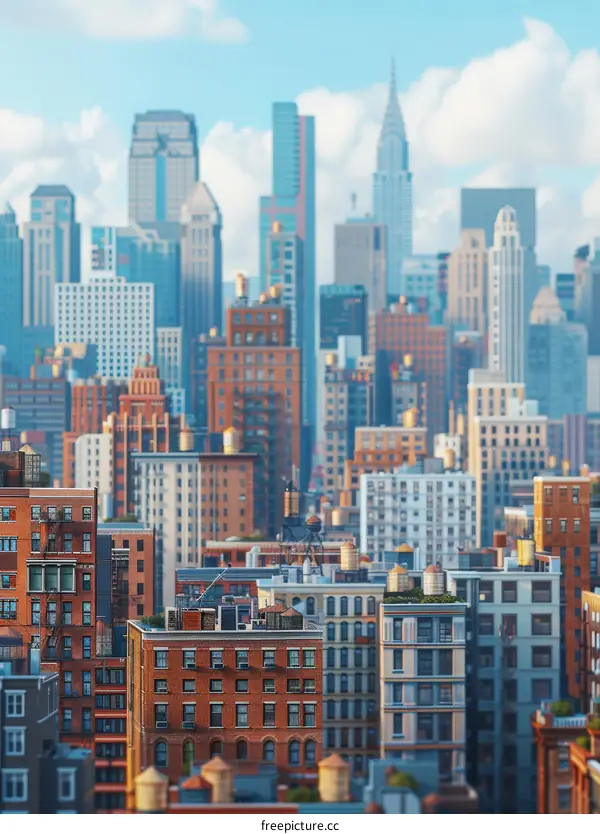New York City Brick Buildings and Water Towers