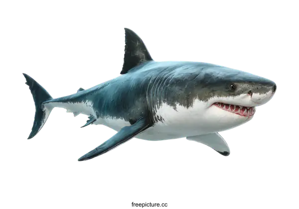 [Transparent Background PNG]Powerful Great White Shark Illustration