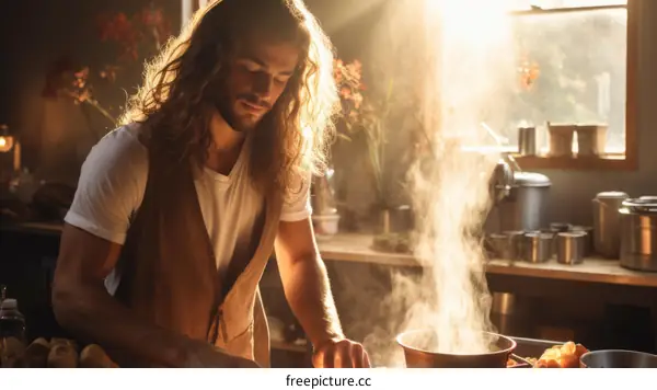 Young male chef in the kitchen