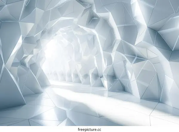 Futuristic Sci-Fi Ice Cave 3D Illustration
