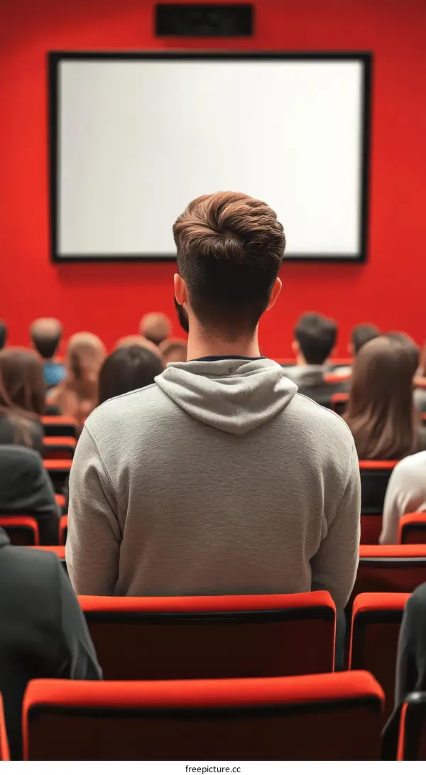 Audience Watching a Presentation in a Cinema Hall