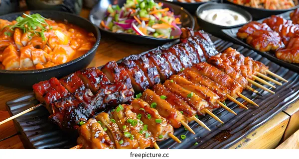 A table full of delicious Korean food