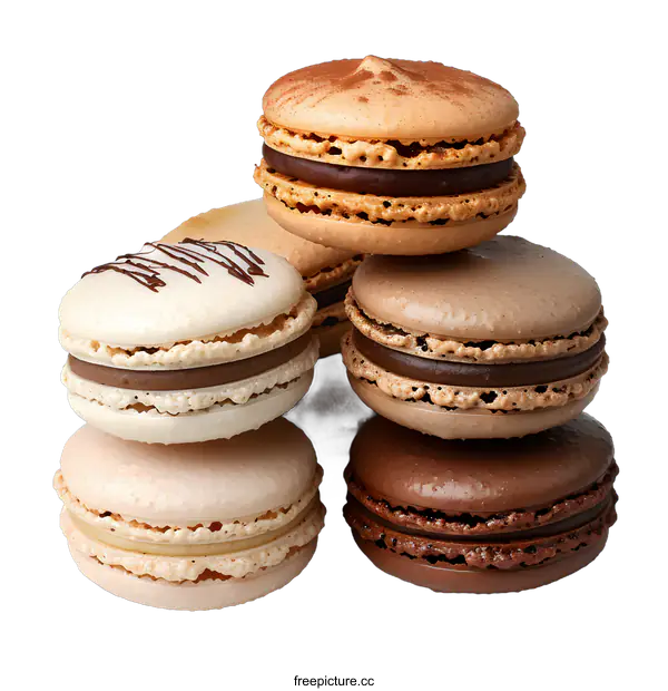 [Transparent Background PNG]Stack of assorted macarons
