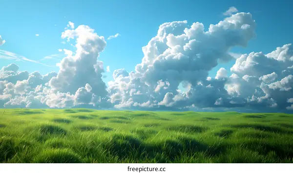 The vast green prairie and sky
