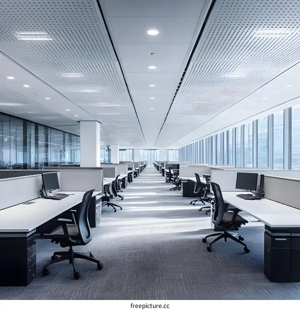 Modern Office Interior Design with Desks and Chairs