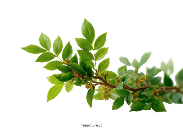 [Transparent Background PNG]Fresh Spring Branch with Vivid Green Leaves