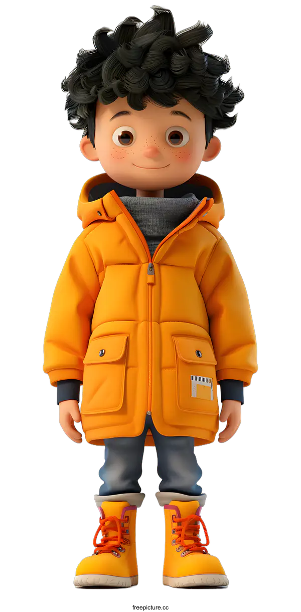 [Transparent Background PNG]3D rendering of a cute cartoon boy