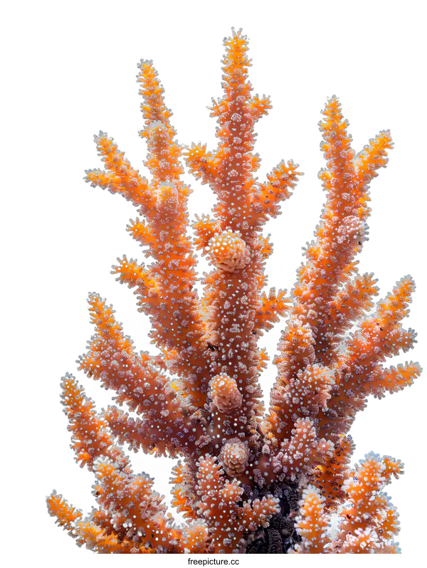 [Transparent Background PNG]Orange Staghorn Coral Isolated on White Background