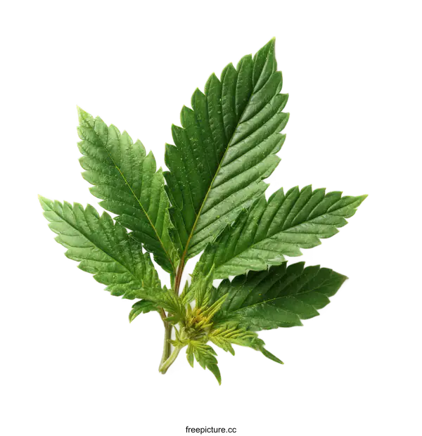 [Transparent Background PNG]Close-up of Fresh Marijuana Leaves