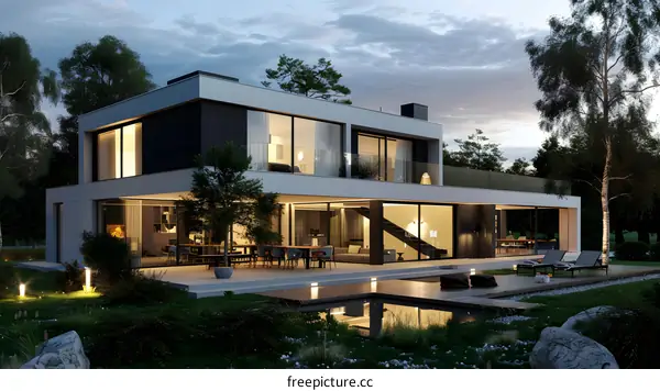 Modern House with Pool and Patio