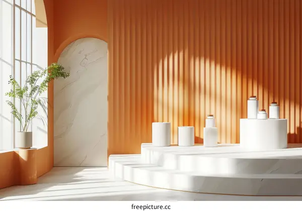 Modern Minimalist Orange Interior Display