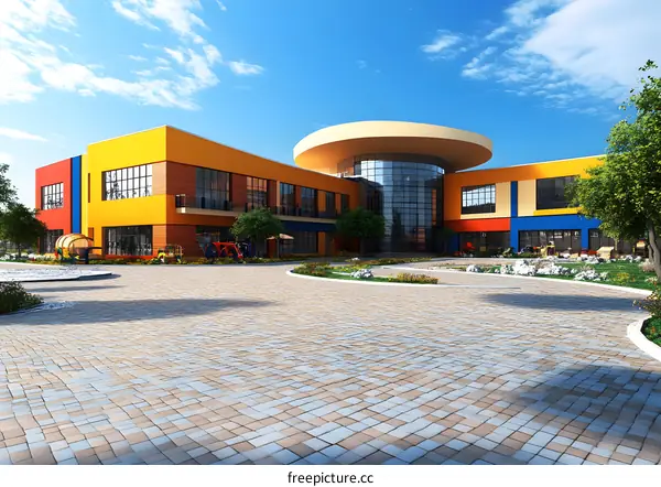 Modern Colorful School Building Design