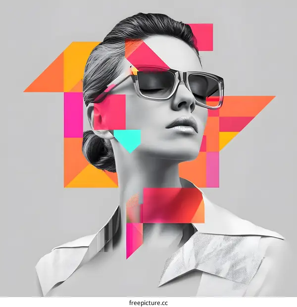 Woman With Sunglasses Abstract Shapes Illustration