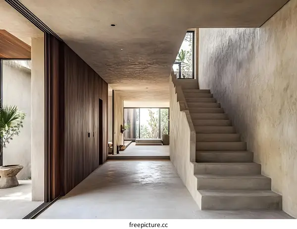 Modern Minimalist Concrete Staircase Interior Design