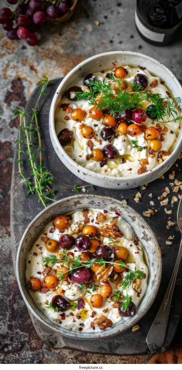 Labneh with Grapes and Walnuts: A Mediterranean Delight