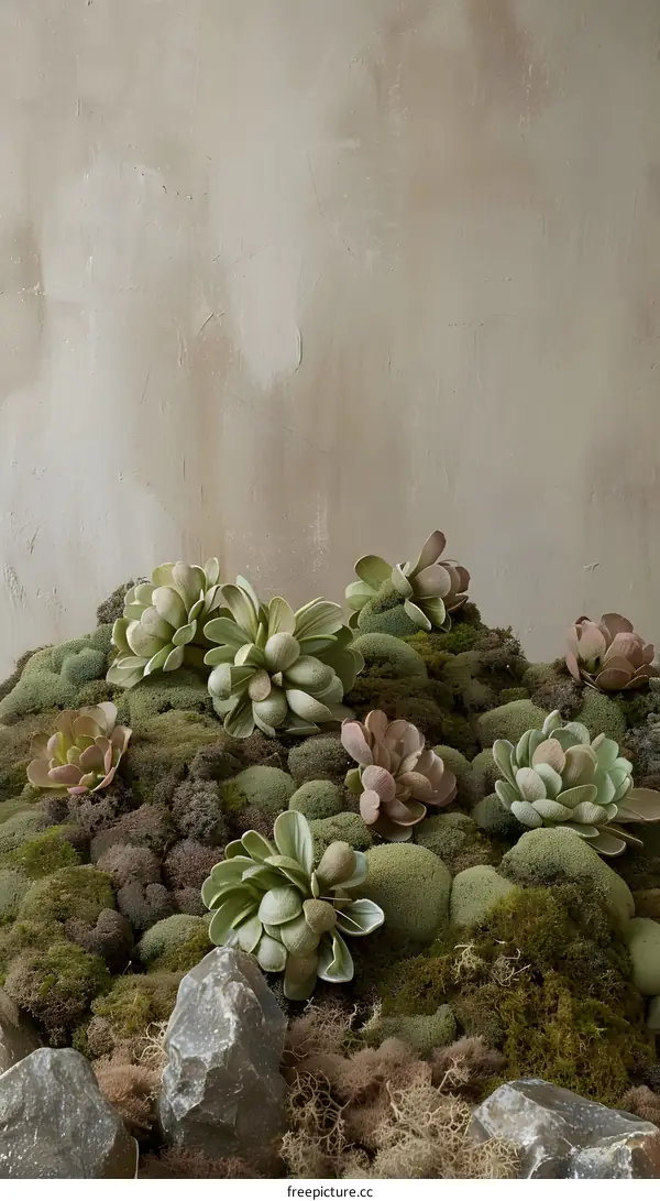 Green Succulents and Moss Wall Decor