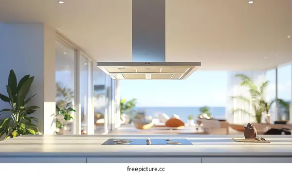 Modern Coastal Kitchen with Island View