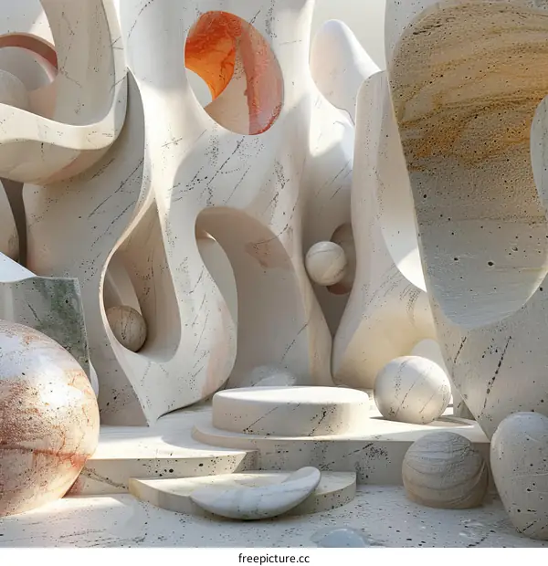 Abstract Stone Sculpture Display Platform