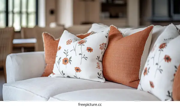 Stylish Sofa Cushions with Floral Design