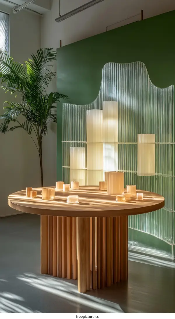 Modern Wooden Table in a Green Interior Design