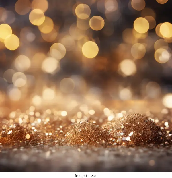 Golden glitter texture background with blurred lights