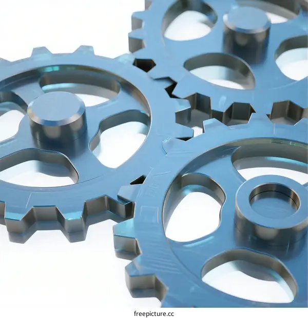 Mechanical Gears Connected Together in Close Up View