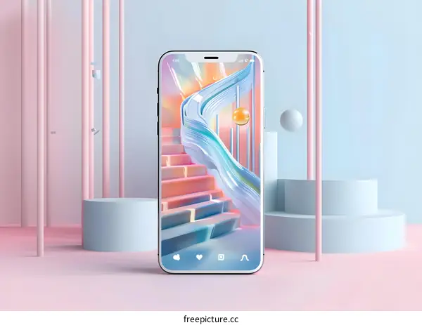 Abstract Phone Wallpaper with Staircase and Sphere